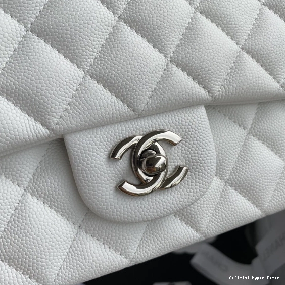 Hyper Peter Calfskin Large 2.55 Leather A01112 CHANEL Flap White Bag 0801